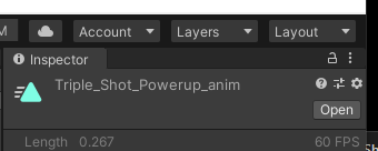 Animation in Inspector with Open button